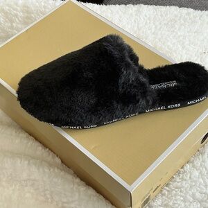 Michael Kors Plush Black Women's Slippers
